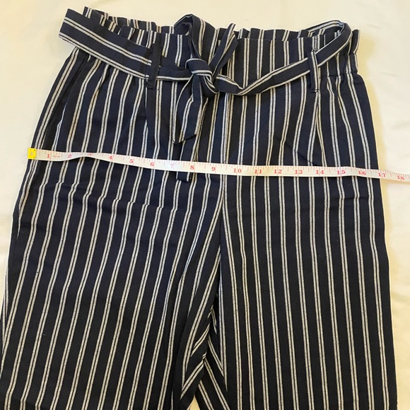 PS/LA Pacsun size small navy blue and white stripped paper bag pants - Picture 7 of 12